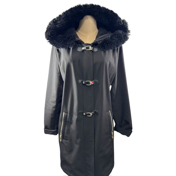 "IVANKA TRUMP" Parka Faux Fur Hooded Coat Toggle Closure SZ L Old Money Classy - Picture 1 of 13
